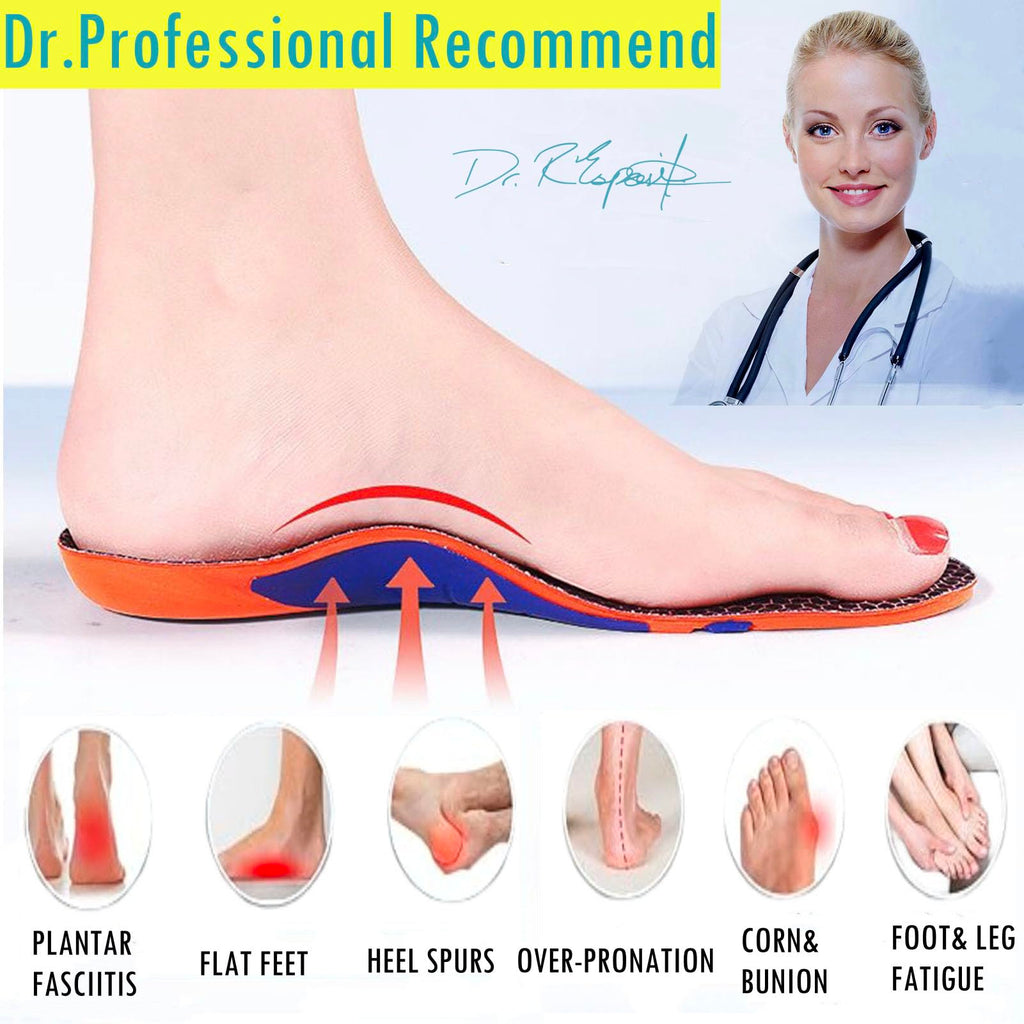 Goofort Plantar Fasciitis Arch Support Gel Insoles for Men & Women, 7-Times-Shock-Protection with 3D-Xpain™ -PORON®, Orthotic Work Boot Insoles for Flat Feet, Heel Pain Relief
