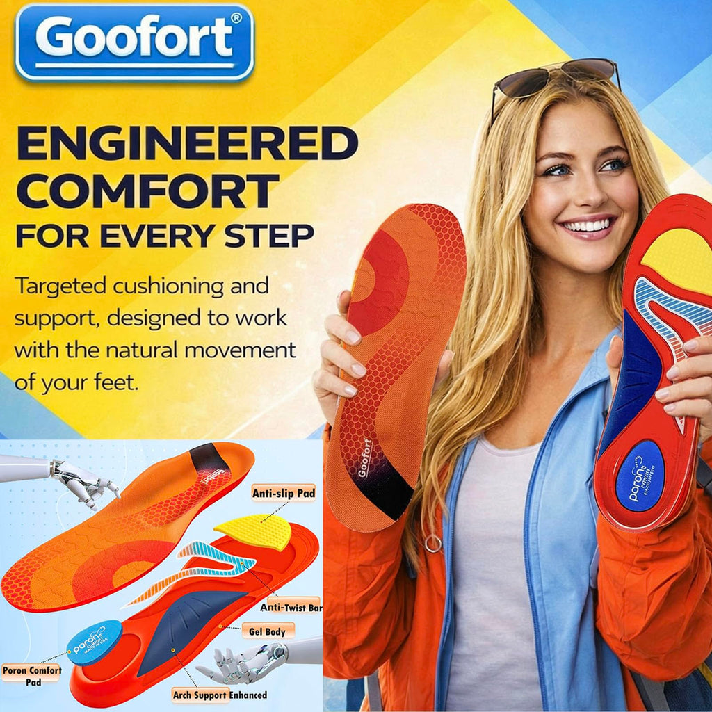Goofort Orthotic Insoles for Women and Men Plantar Fasciitis Arch Support Shoe Inserts -Insoles 7-Times-Shock-Protection 3D-Xpain Pain Relief Orthotic Support Insoles