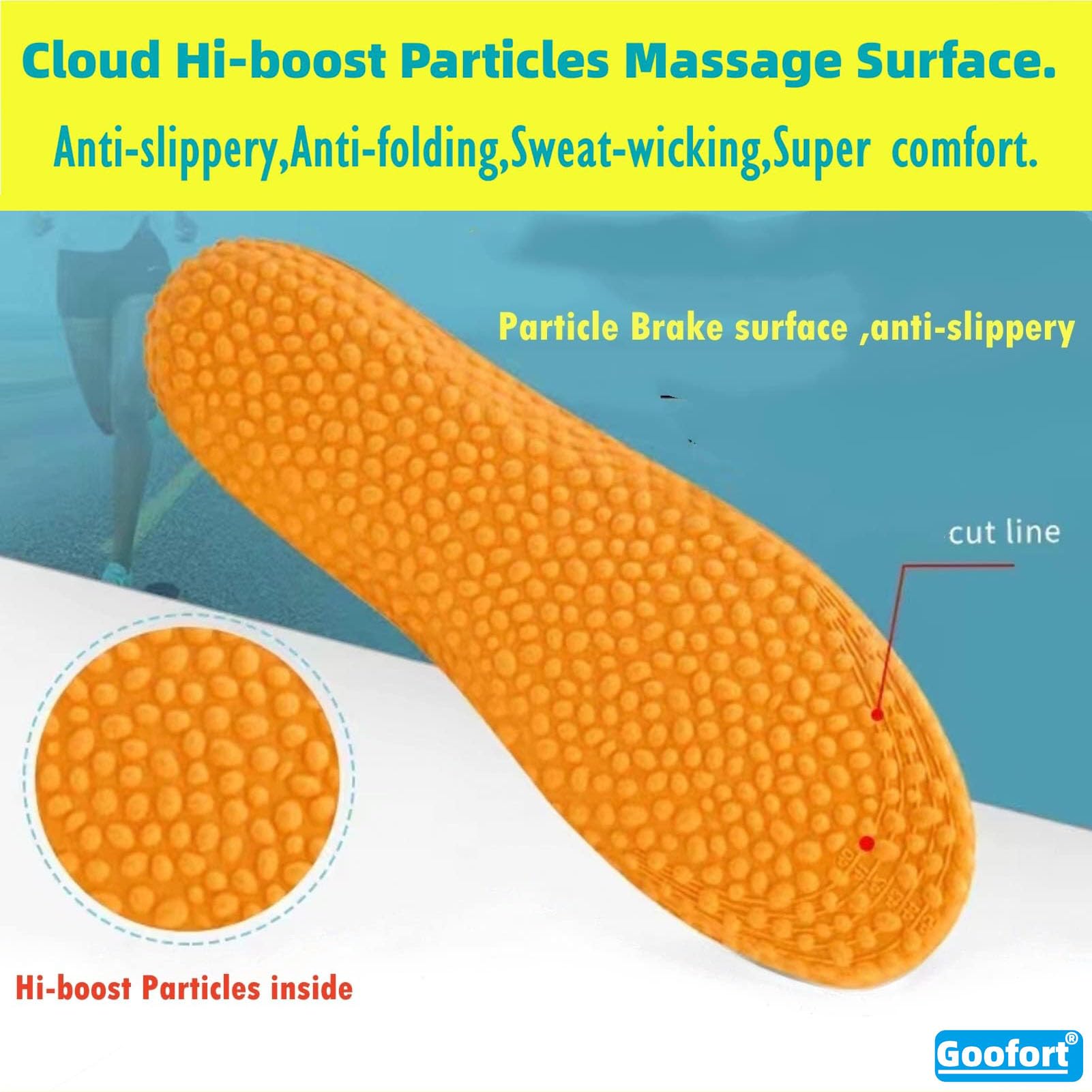 Goofort Women Men Hi-Boost Anti-fatigue Insoles 3D-Xpain™ Cloud Extra Light Memory Foam Thick Insoles Cushioned Pain Relief Plantar Fasciitis Standing Sports Work Shoe Inserts Daily Comfort inner Sole