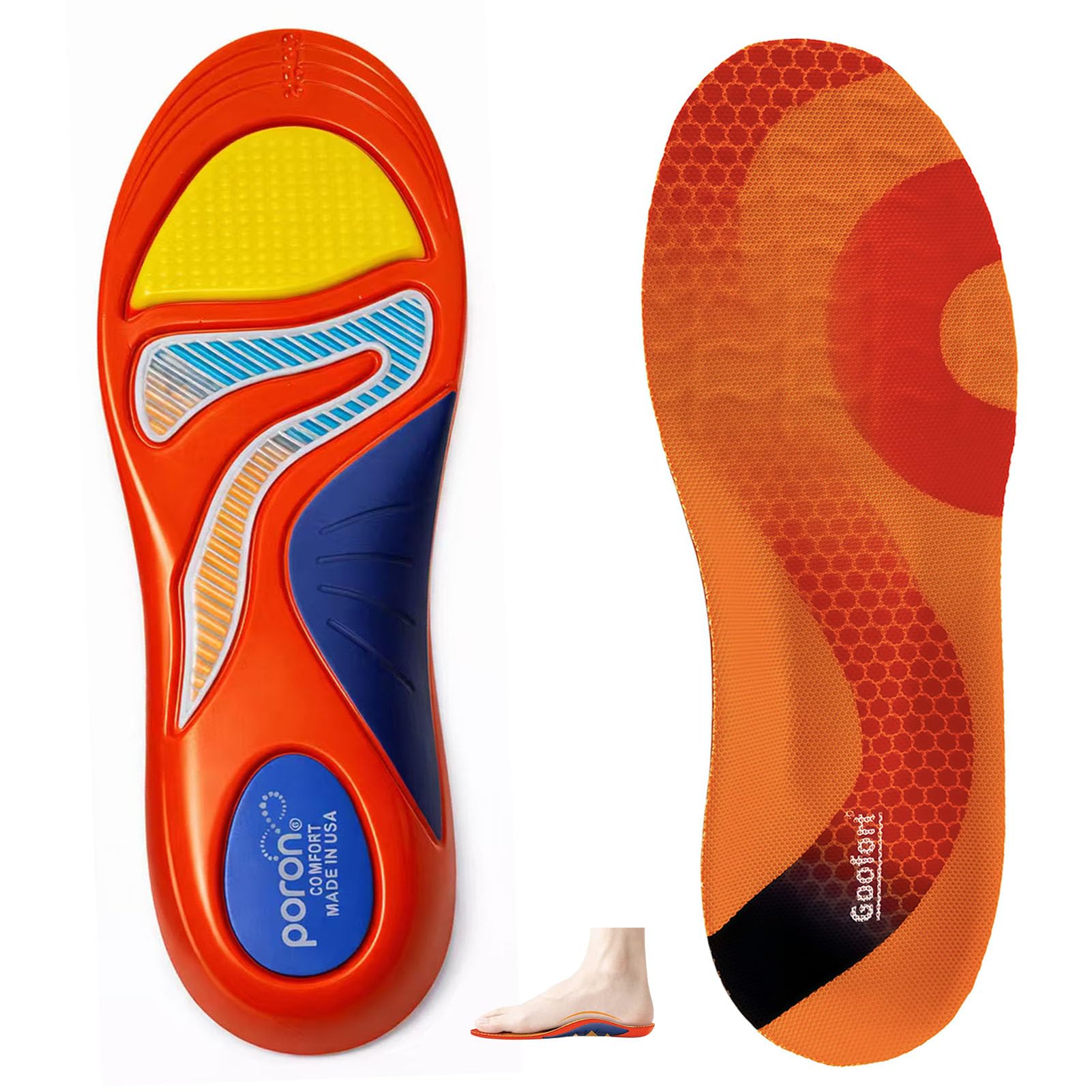 Goofort Orthotic Insoles for Women and Men Plantar Fasciitis Arch Support Shoe Inserts -Insoles 7-Times-Shock-Protection 3D-Xpain Pain Relief Orthotic Support Insoles
