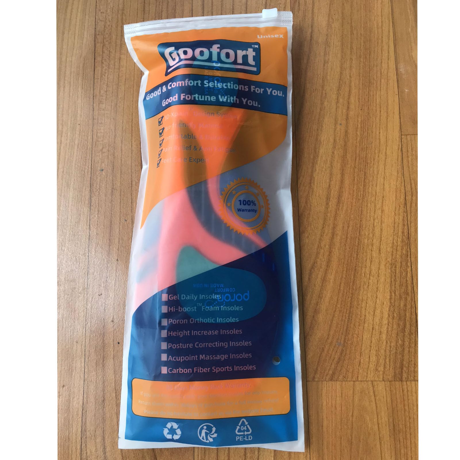 Goofort Plantar Fasciitis Arch Support Gel Insoles for Men & Women, 7-Times-Shock-Protection with 3D-Xpain™ -PORON®, Orthotic Work Boot Insoles for Flat Feet, Heel Pain Relief