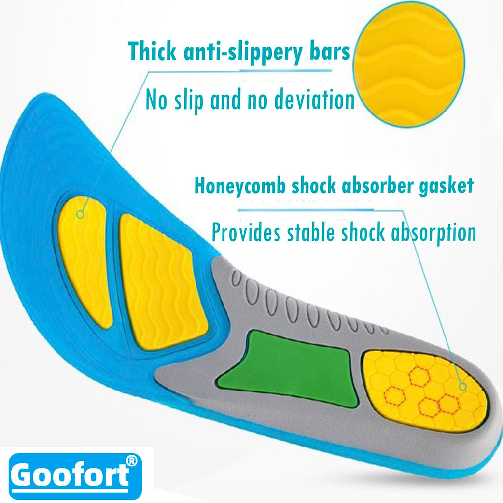 2 Pairs Goofort Gel Insoles Men Women 3D-Xpain-Max Pain Relief Anti-Fatigue Insoles Memory Foam Insoles Shock Absorption Comfort Sports Inner Soles Shoe Replacement Inserts Heavy-Duty-Enhanced