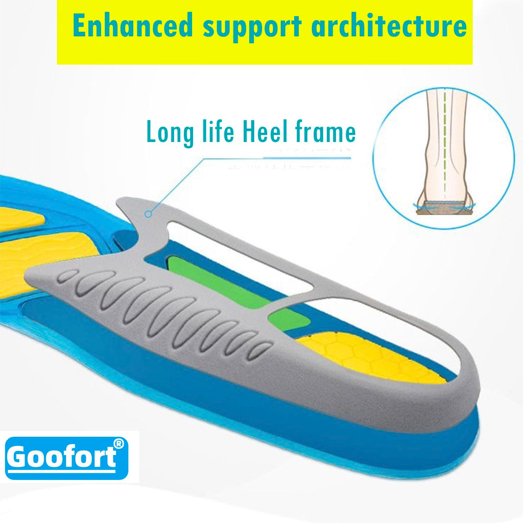 2 Pairs Goofort Gel Insoles Men Women 3D-Xpain-Max Pain Relief Anti-Fatigue Insoles Memory Foam Insoles Shock Absorption Comfort Sports Inner Soles Shoe Replacement Inserts Heavy-Duty-Enhanced
