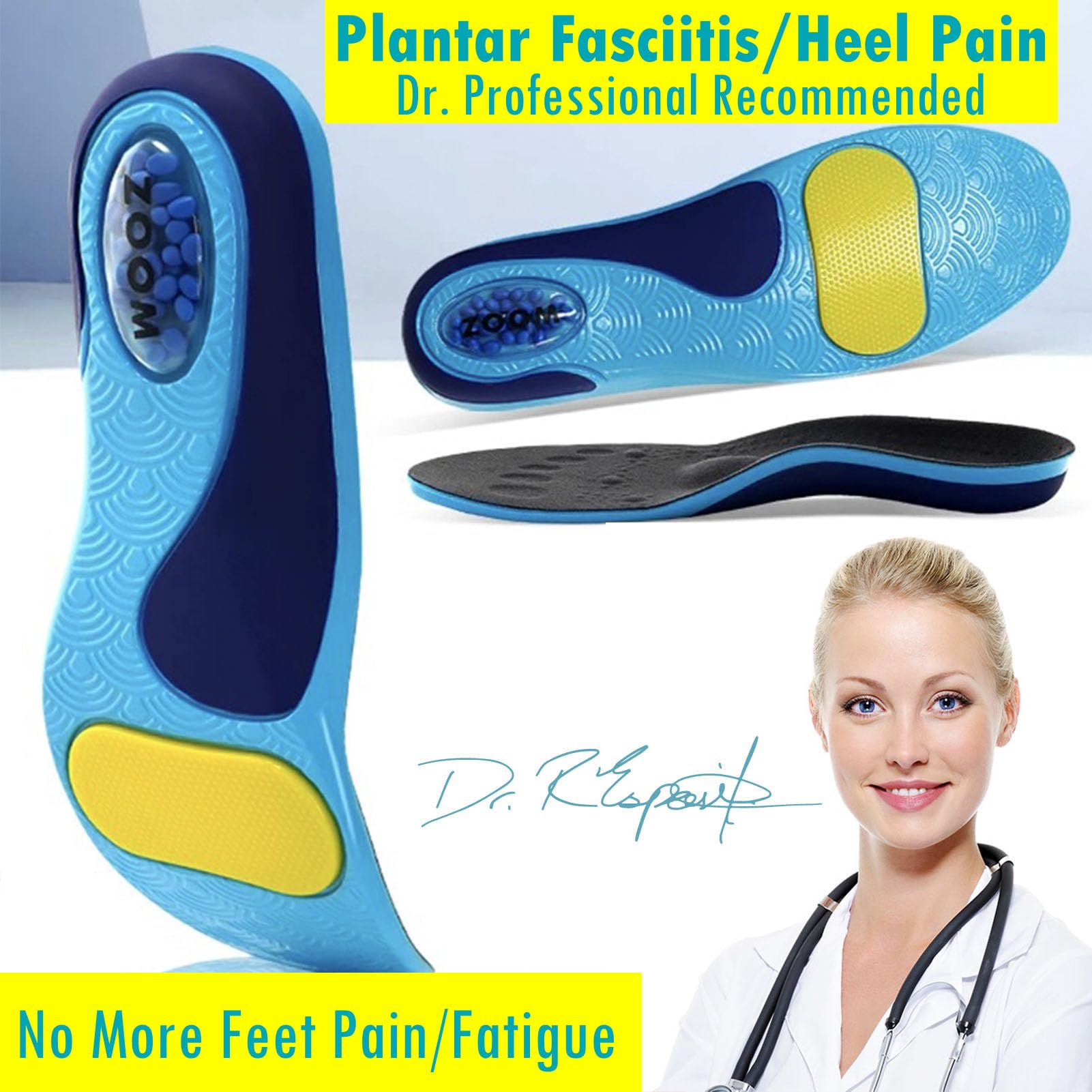 Goofort DynaZoom™ Arch Support Gel Insoles Sports Insole Men Women Plantar Fasciitis Orthotic Shoe Inserts–”The King of Dynamic Comfort” Air Chamber Shock Absorption Heel Pain,Work Boot,All-Day Stand