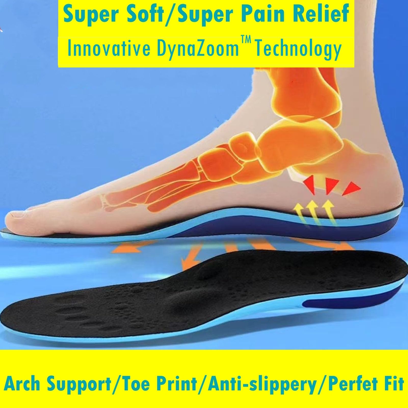 Goofort DynaZoom™ Arch Support Gel Insoles Sports Insole Men Women Plantar Fasciitis Orthotic Shoe Inserts–”The King of Dynamic Comfort” Air Chamber Shock Absorption Heel Pain,Work Boot,All-Day Stand